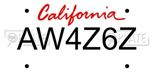 AW4Z6Z California License Plate