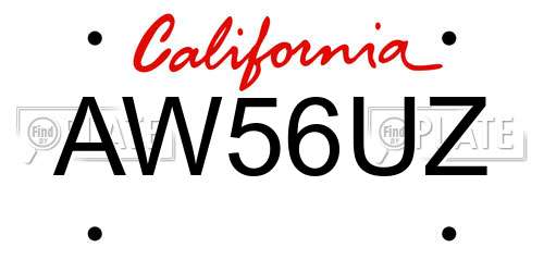 AW56UZ California License Plate