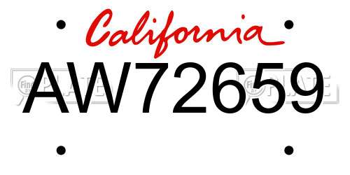 AW72659 California License Plate