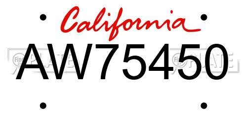 AW75450 California License Plate