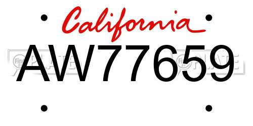 AW77659 California License Plate