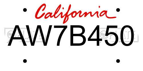 AW7B450 California License Plate