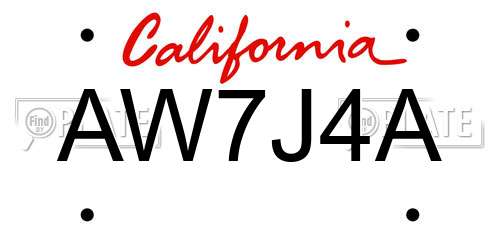 AW7J4A California License Plate