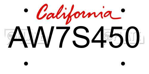 AW7S450 California License Plate