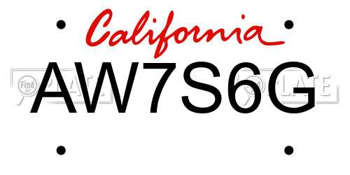 AW7S6G California License Plate