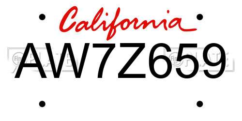 AW7Z659 California License Plate