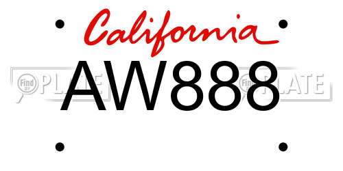 AW888 California License Plate