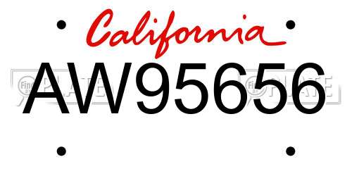 AW95656 California License Plate