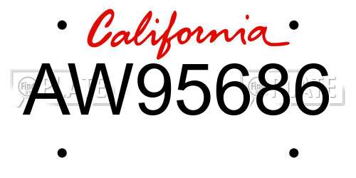 AW95686 California License Plate