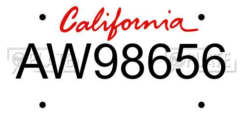 AW98656 California License Plate