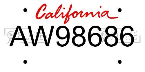 AW98686 California License Plate