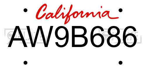AW9B686 California License Plate