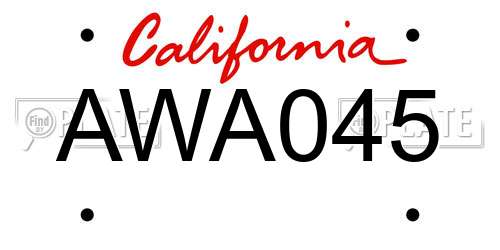AWA045 California License Plate