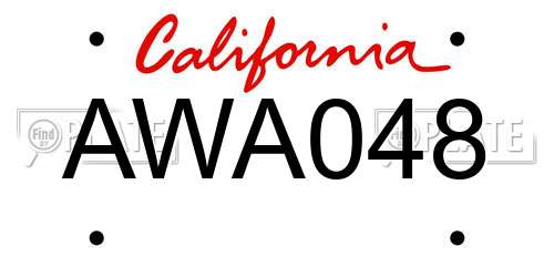 AWA048 California License Plate