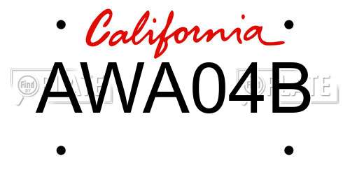 AWA04B California License Plate