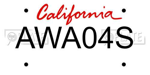 AWA04S California License Plate