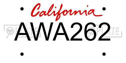 AWA262 California License Plate