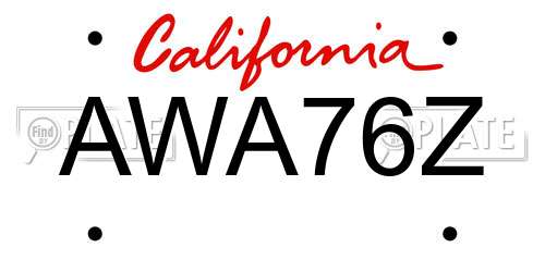 AWA76Z California License Plate