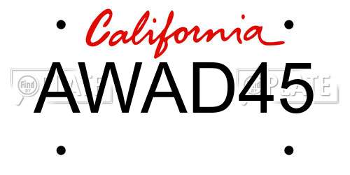 AWAD45 California License Plate