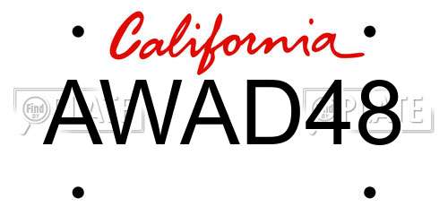 AWAD48 California License Plate