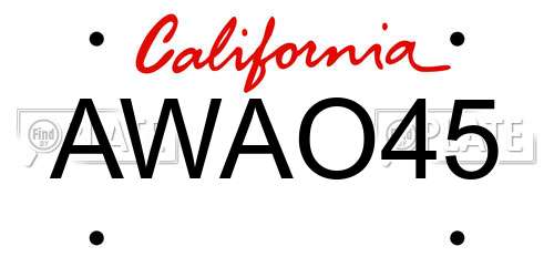 AWAO45 California License Plate