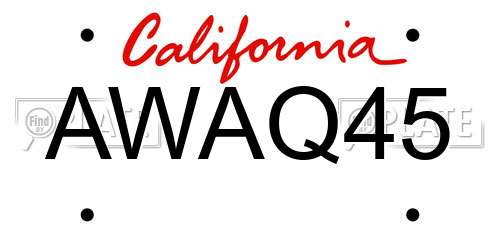 AWAQ45 California License Plate
