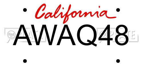AWAQ48 California License Plate