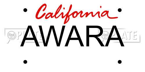 AWARA California License Plate