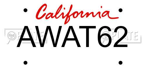 AWAT62 California License Plate