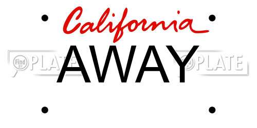 AWAY California License Plate