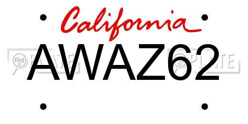 AWAZ62 California License Plate