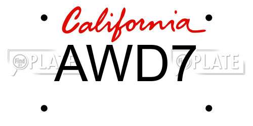 AWD7 California License Plate