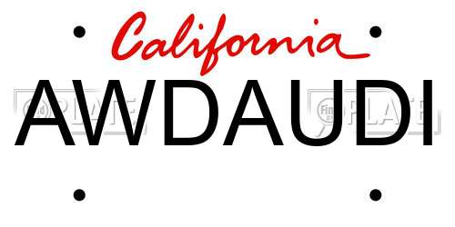 AWDAUDI California License Plate
