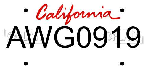 AWG0919 California License Plate