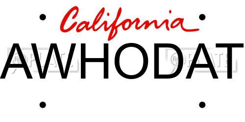AWHODAT California License Plate