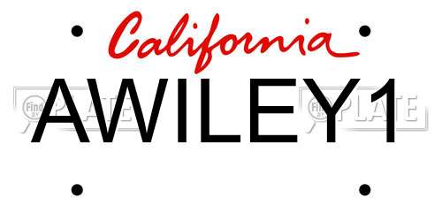 AWILEY1 California License Plate
