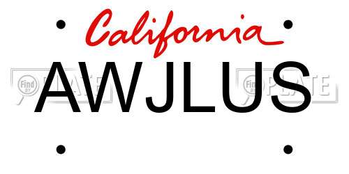 AWJLUS California License Plate