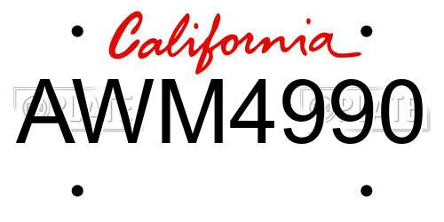 AWM4990 California License Plate