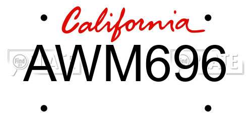 AWM696 California License Plate