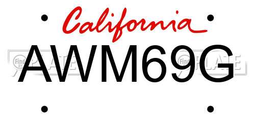 AWM69G California License Plate