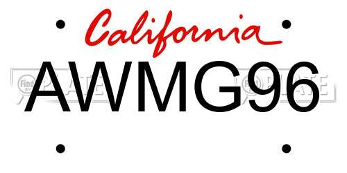 AWMG96 California License Plate