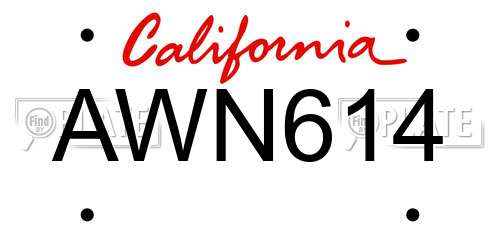 AWN614 California License Plate