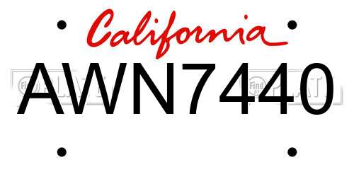 AWN7440 California License Plate