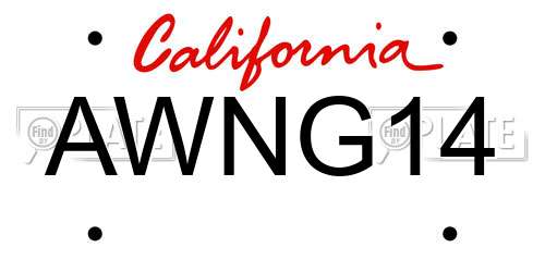 AWNG14 California License Plate