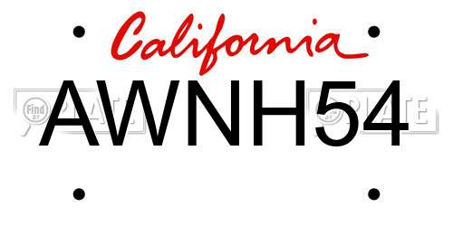 AWNH54 California License Plate
