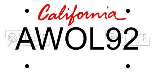 AWOL92 California License Plate
