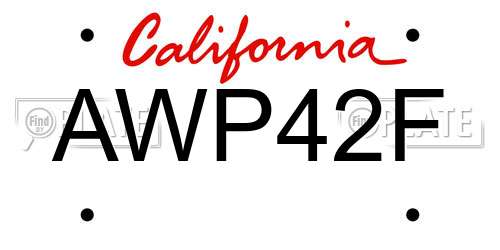 AWP42F California License Plate