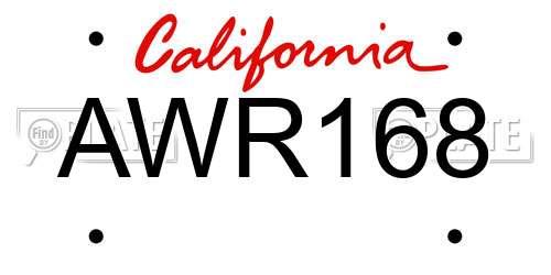 AWR168 California License Plate