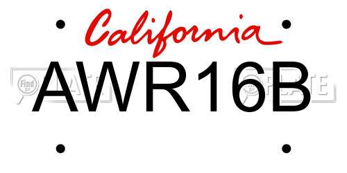 AWR16B California License Plate