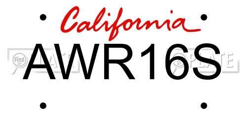 AWR16S California License Plate